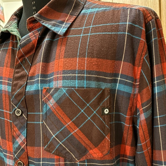 Marmot Men's Casual Plaid Shirt - Brown, Blue, Red - Picture 4 of 5